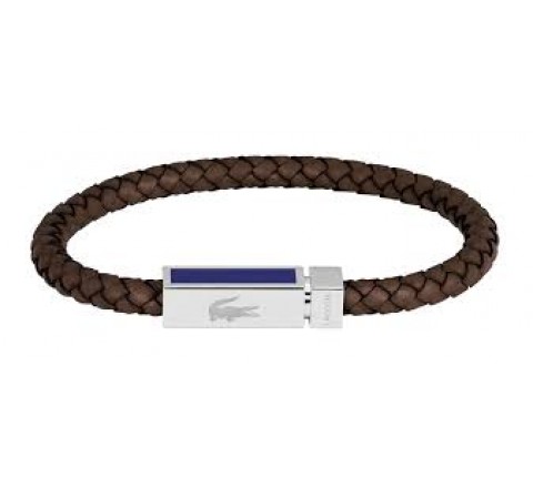 PULSERA LACOSTE CABALLERO TRENZADA PIEL MARRON 2040450