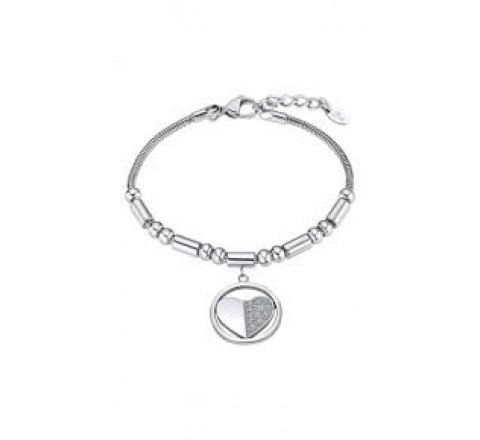 PULSERA LOTUS ACERO CORAZON COLGANDO CIRCONITAS LS2466/2/1