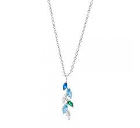 COLLAR LOTUS PLATA HOJAS CIRCONITAS COLOR LP3582-1/2