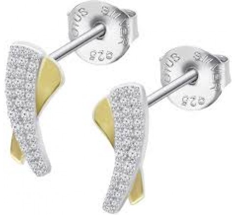 PENDIENTES LOTUS PLATA BICOLOR DORADO CIRCONITAS LP3845-4/2