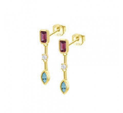 PENDIENTES LOTUS PLATA DORADA LARGOS COLORES LP3882-4/2