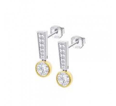 PENDIENTES LOTUS PLATA BICOLOR DORADO CIRCONITAS LP3887-4/1