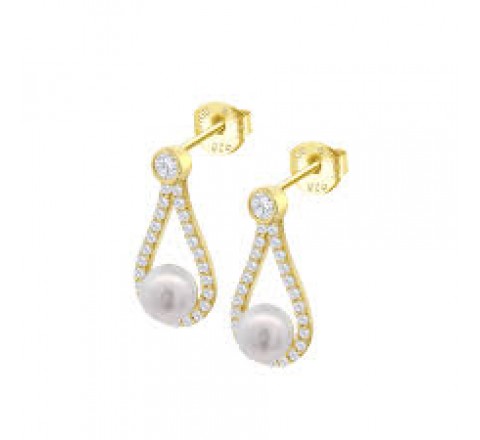 PENDIENTES LOTUS PLATA DORADA LARGOS CON PERLA LP3481-4/2