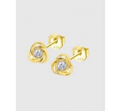 PENDIENTES LOTUS PLAT DORADO CIRCONITA CENTRAL LP3059-4/2