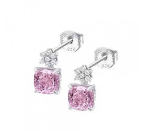 PENDIENTES LOTUS PLATA CIRCONITA ROSA Y BLANCA LP3903-4/1