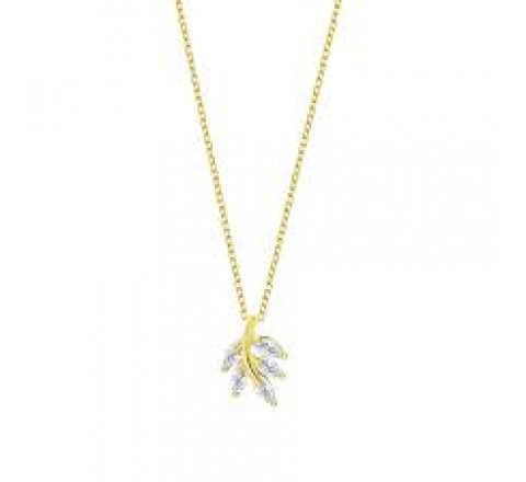 GARGANTILLA LOTUS PLATA DORADA HOJA CIRCONITAS LP3086-1/2