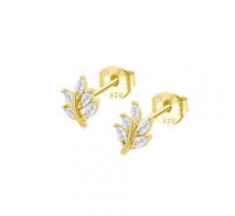 PENDIENTES LOTUS PLATA DORADA HOJA CIRCONITAS LP3086-4/2