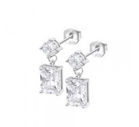 PENDIENTES LOTUS PLATA CON CIRCONITAS CUADRADAS LP3892-4/1