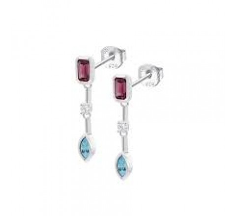 PENDIENTES LOTUS PLATA LARGOS CIRCONITAS COLOR LP3882-4/1
