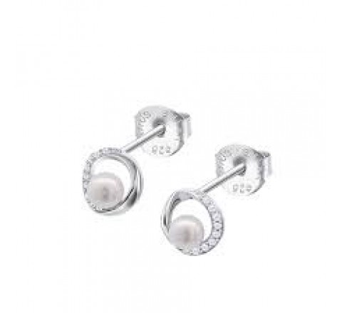 PENDIENTES LOTUS PLATA CIRCONITAS Y PERLA LP3898-4/1