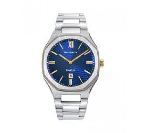 RELOJ VICEROY ACERO BISEL DORADO ESFERA AZUL 45009-33