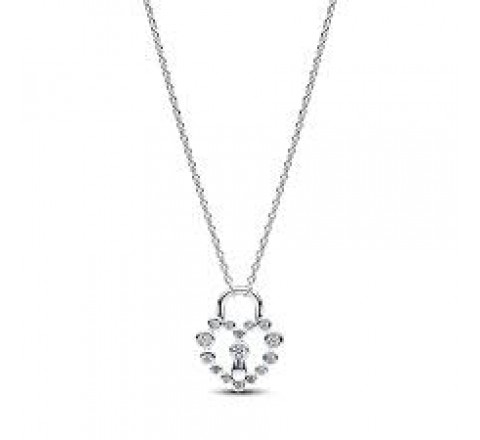 GARGANTILLA PANDORA PLATA CANDADO CORAZON 394416C01-50