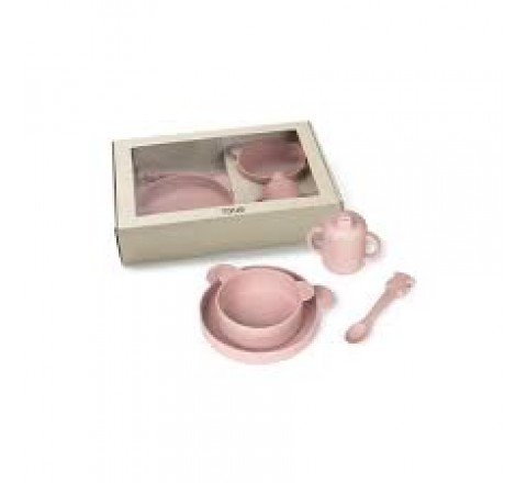 SET VAJILLA 4 PIEZAS DE SILICONA ZOE-2001 ROSA