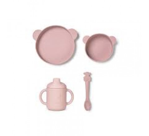 SET VAJILLA 4 PIEZAS DE SILICONA ZOE-2001 ROSA