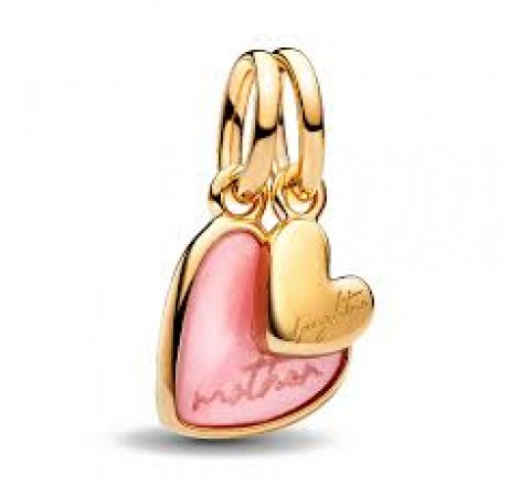CHARM PANDORA PLATA DORADA MADRE E HIJA CORAZONES 763766C01
