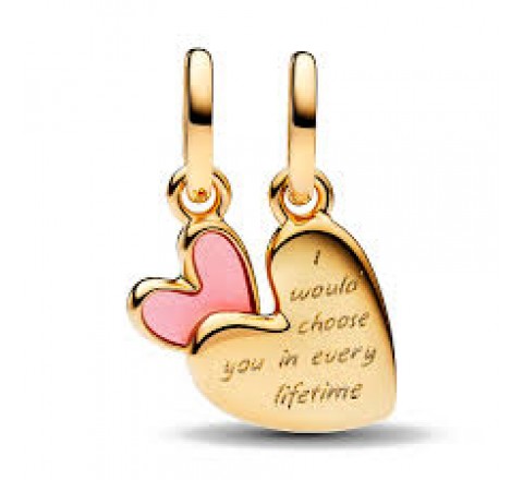 CHARM PANDORA PLATA DORADA MADRE E HIJA CORAZONES 763766C01