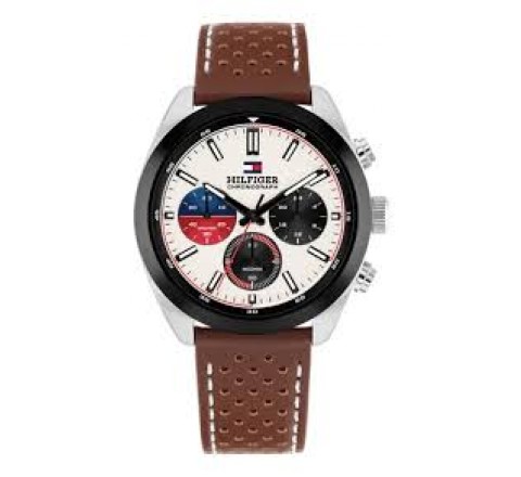 RELOJ TOMMY HILFIGER CAJA ACERO CORREA PIEL MARRON 1710765