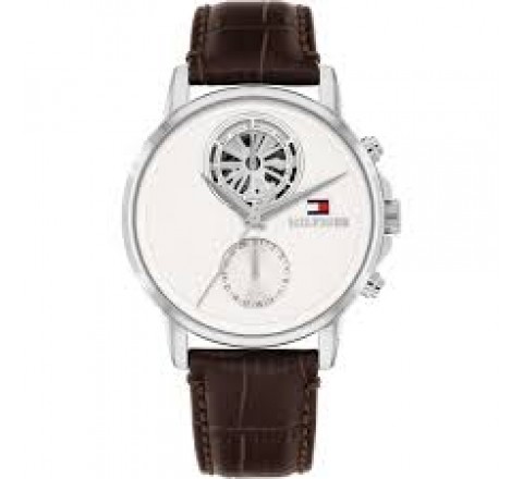 RELOJ TOMMY HILFIGER CAJA ACERO CORREA PIEL MARRON 1710746