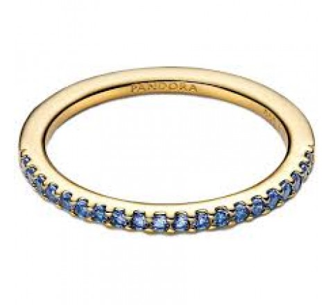 ANILLO PANDORA PLATA DORADA PIEDRAS AZULES N?12 162999C02-52