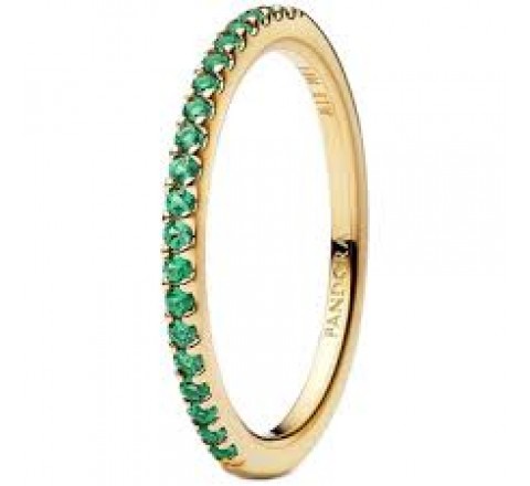 ANILLO PANDORA PLATA DORADA PIEDRAS VERDES N?12 162999C03-52