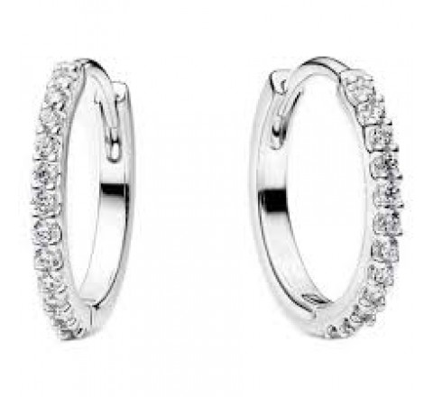 PENDIENTES PANDORA PLATA ARO 16MM CIRCONITAS 294649C01