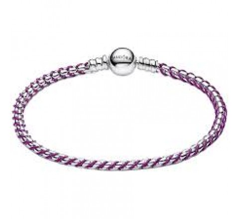 PULSERA PANDORA PLATA CADENA CAJA CORDON MORADO 593816C03-20