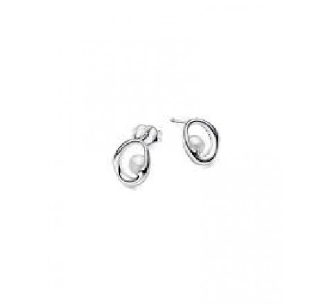 PENDIENTES PANDORA PLATA OVALOS CON PERLA CULTIVAD 293295C01