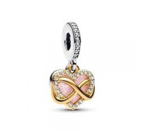 CHARM PANDORA PLATA BICOLOR DORADA CORAZON INFINIT 768878C01