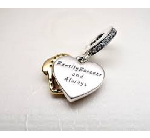 CHARM PANDORA PLATA BICOLOR DORADA CORAZON INFINIT 768878C01