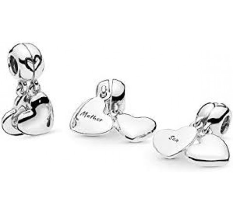 CHARM PANDORA PLATA DOS CORAZONES MADRE E HIJO 797777EN16