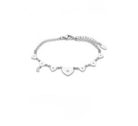 PULSERA LOTUS ACERO CORAZONES CIRCONITAS LS2034/2/1