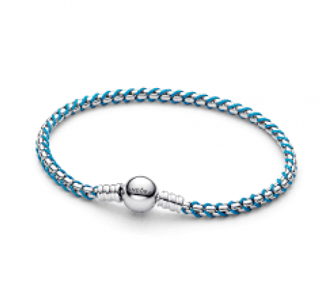 PULSERA PANDORA PLATA CADENA CAJA CORDON AZUL 593816C01-19