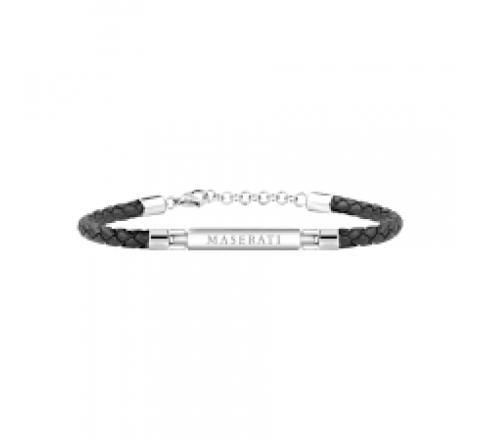 PULSERA MASERATI PIEL NEGRA Y ACERO JM417AKT02