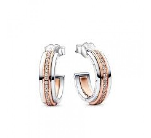 PENDIENTES PANDORA ARO PLATA BICOLOR CIRCONITAS 282737C01