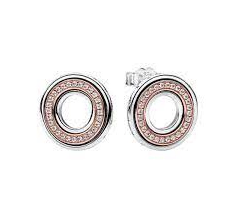 PENDIENTES PANDORA PLATA BICOLOR REDONDO CIRCONITAS 282780C01