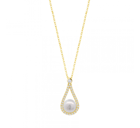 GARGANTILLA LOTUS PLATA DORADA CIRCONITAS PERLA LP3481-1/2