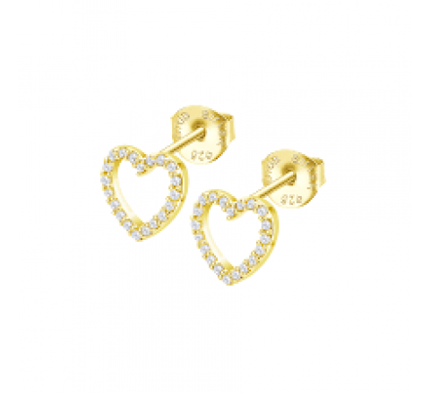 PENDIENTES LOTUS PLATA DORADA CORAZON CIRCONITAS LP3670-4/3