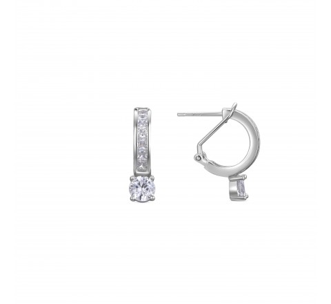 PENDIENTES LUXENTER PLATA MEDIO ARO CIRCONITAS EH7970000