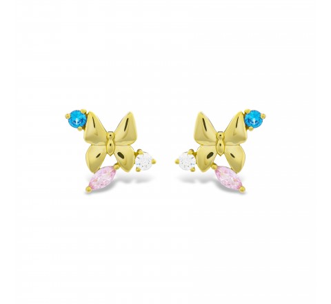 PENDIENTES LUXENTER PLATA DORADA LAZO Y CIRCONITAS EXA324Y92000