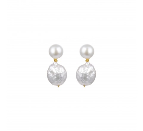 PENDIENTES LUXENTER PLATA DORADA PERLAS LARGO EXA502Y11400