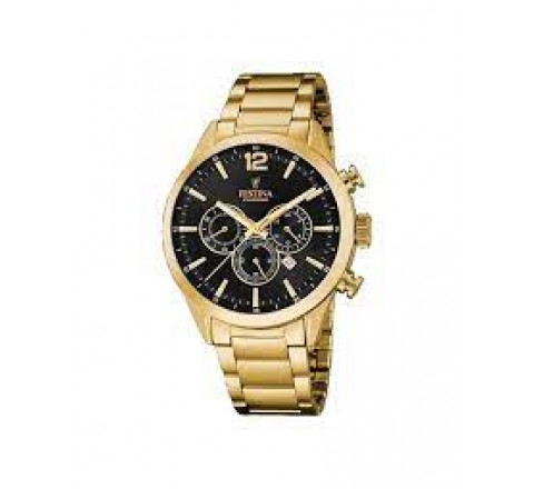 RELOJ FESTINA CAJA Y ARMIS ACERO DORADO CRONO F20633/3