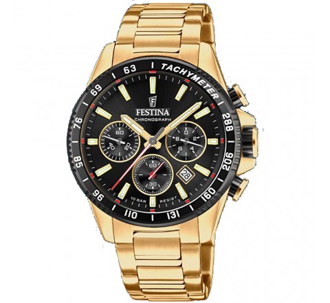 RELOJ FESTINA CAJA Y ARMIS ACERO DORADO CRONO F20634/5