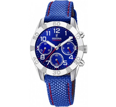 RELOJ FESTINA CORREA AZUL PESPUNTE ROJO F20346/2