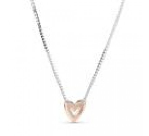 GARGANTILLA PANDORA PLATA BICOLOR CORAZON 380089C01-45