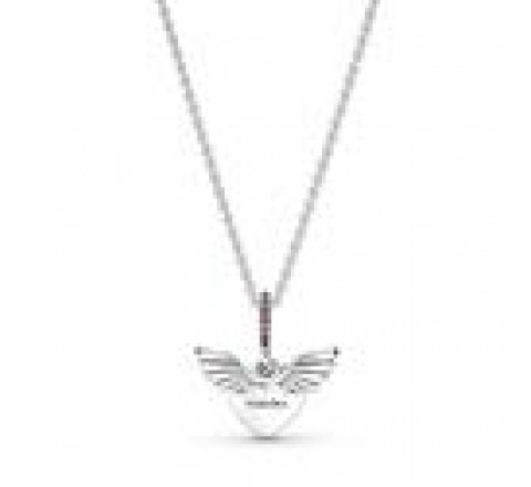 GARGANTILLA PANDORA PLATA CORAZON ROSA Y ALAS 398505C02-45
