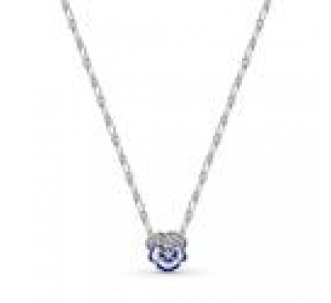 COLLAR PANDORA PLATA FLOR PENSAMIENTO AZUL 390770C01-50