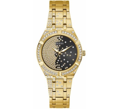 RELOJ GUESS ACERO DORADO CIRCONITAS ESFERA NEGRA GW0312L2