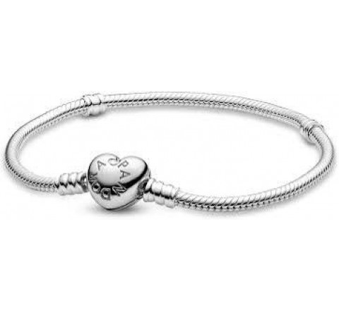 PULSERA PANDORA PLATA BROCHE CORAZON LISO 594594C00-20