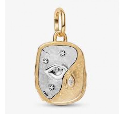 CHARM PANDORA PLATA BICOLOR DORADO MEDALLON OJO 764808C01