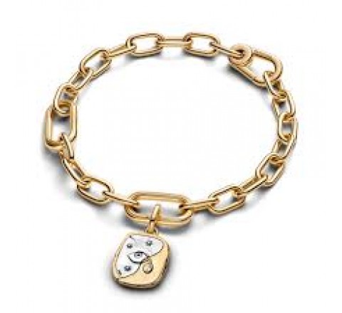 CHARM PANDORA PLATA BICOLOR DORADO MEDALLON OJO 764808C01